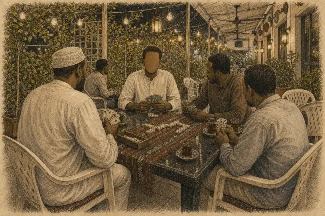 A Sudanese social gathering inside Al-Fananin.