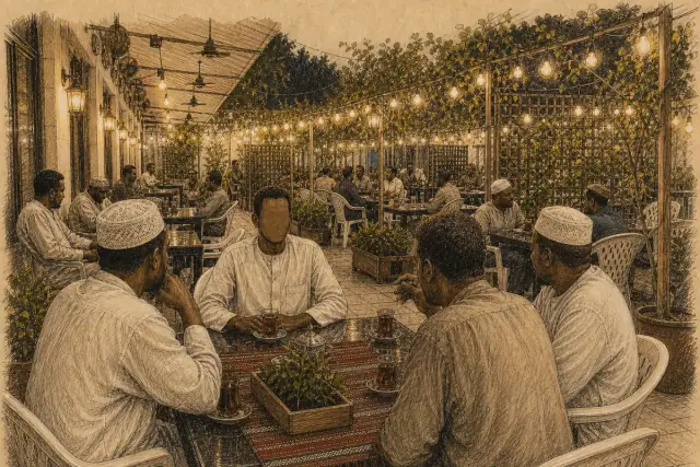 A warm night atmosphere inside Al-Fananin.