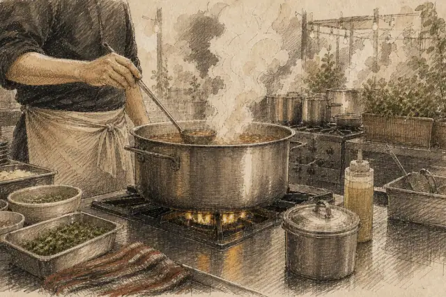 A cook working inside the Al-Fananin kitchen.