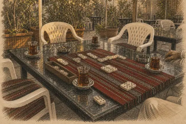 A table of guests from different backgrounds at Al-Fananin.